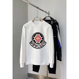 Moncler Men's and Women's Crew Neck White Long Sleeve T-Shirt